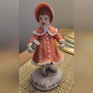 Simpich Girl Bell Ringer Christmas Figurine Vintage 1986 Hark How the Bells